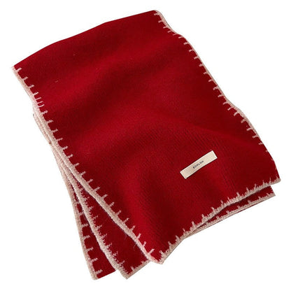 Color Blocking Lock Edge Knitted Scarf