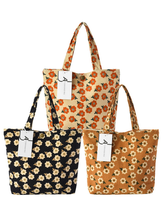 Cosbai - Small Vintage Artistic Floral Tote Bag