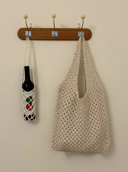 Hollow Solid Color Storage Tote Bags