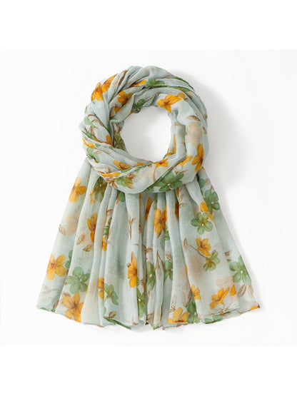 Scarvii - Floral Voile Print Scarf Shawl Beach Wrap