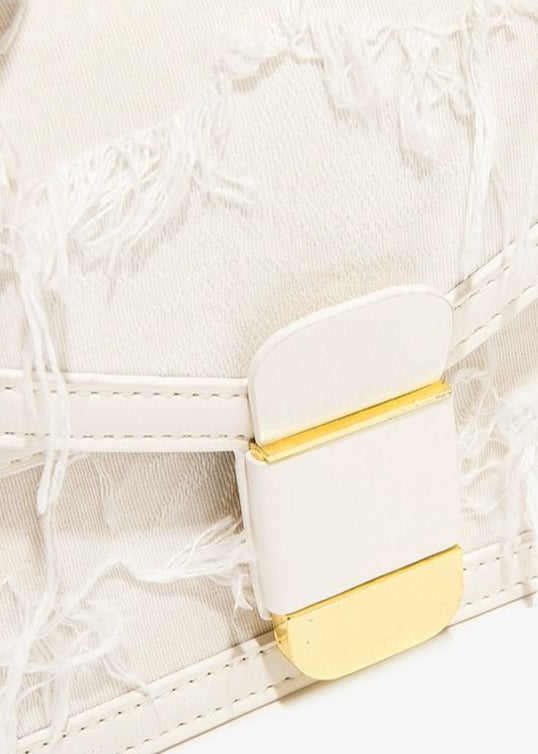 Mini Top Handle Bag Polyurethane Faux Leather Lace Detail