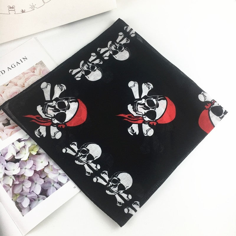 Skull Printed Square Head Scarf