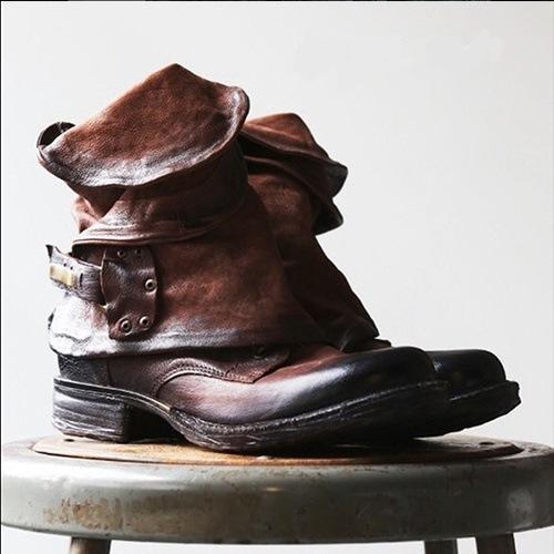 Fashion Ankle Buckle Martin Low-Heel Boots Shoes