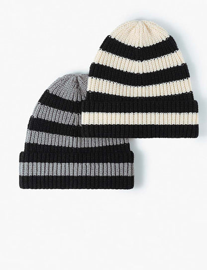 Trendy Striped Color Block Thicken Cuff Beanie