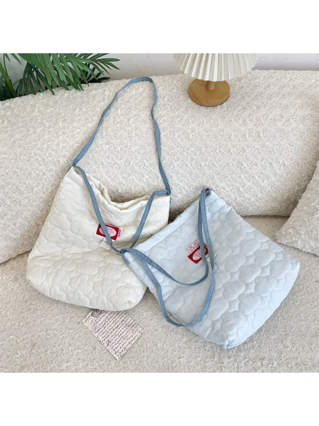 Cosbai - Quilted Plaid Shoulder Crossbody Bag