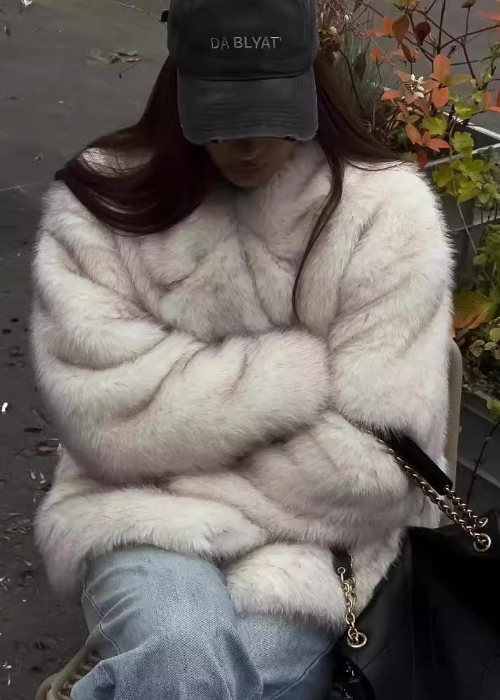 Faux Fur Jacket With Tailored Suit Collar