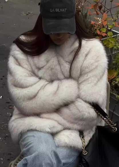 Faux Fur Jacket With Tailored Suit Collar
