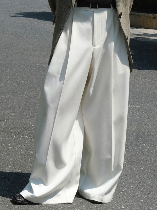 Urban Loose Wide Leg Pleated Solid Color Pants