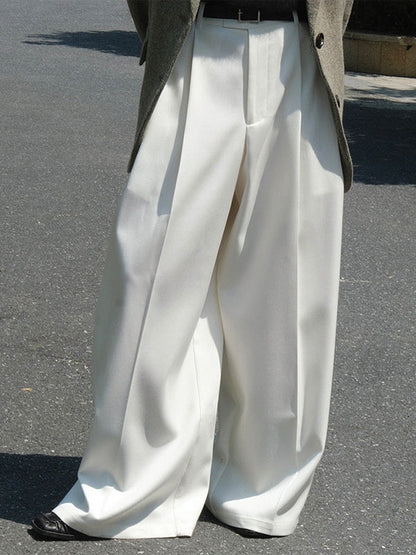 Urban Loose Wide Leg Pleated Solid Color Pants