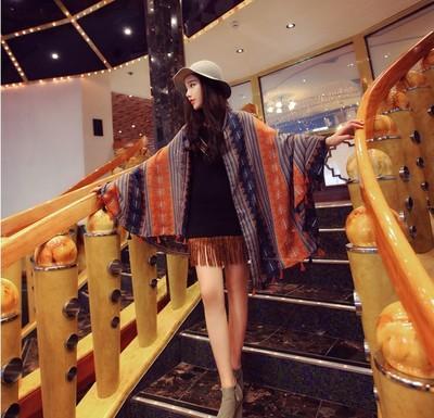Spring Autumn Bohemian Ethnic Style Cashew Flower Tassel Scarf Sunscreen Shawl