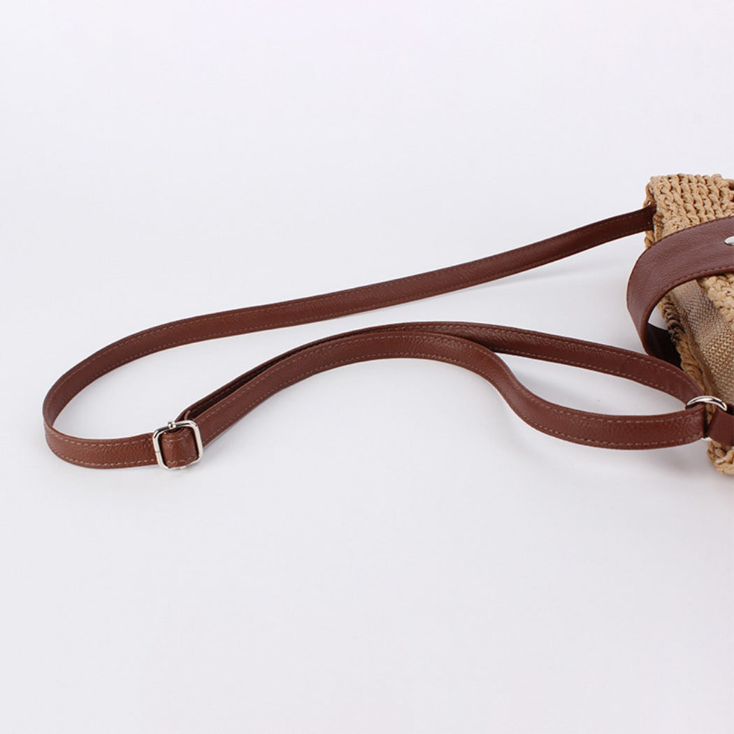 Cosbai - Half-Moon Straw Woven Crossbody Bag - Stylish &amp; Casual