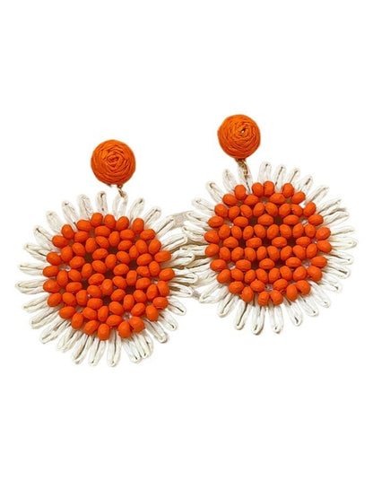 Earwish - Raffia Beaded Sunflower Earrings – Boho &amp; Cheerful