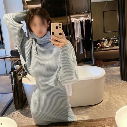 Midi Dress And Turtle Neck Sweater Set