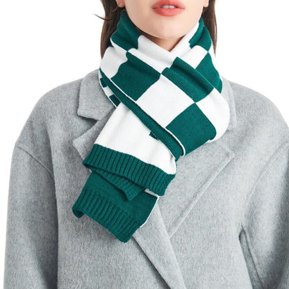 Simple Winter Knit Plaid Warm Scarf