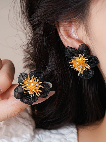Earwish - Vintage Chiffon Flower Earrings with Fashion Design Sense
