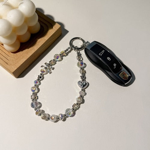 Simple Crystal Beaded Keychain Bag Charm