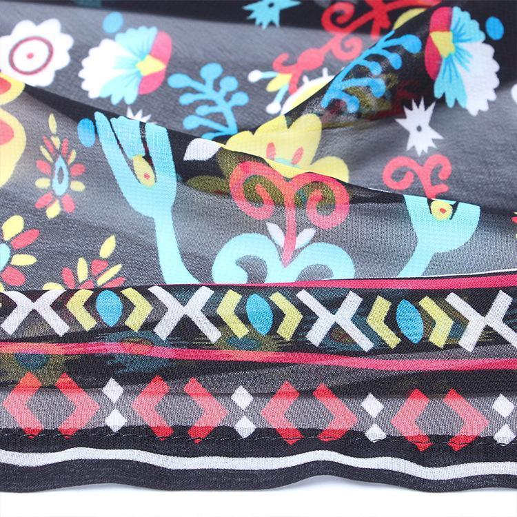 2018 New Print Chiffon Beach Long Bikini Cover Up