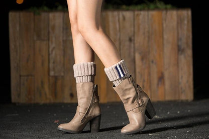 Boot Cuff Thick Short-Sleeved Thick Thick Bamboo Knit Wool Yarn Socks - 2