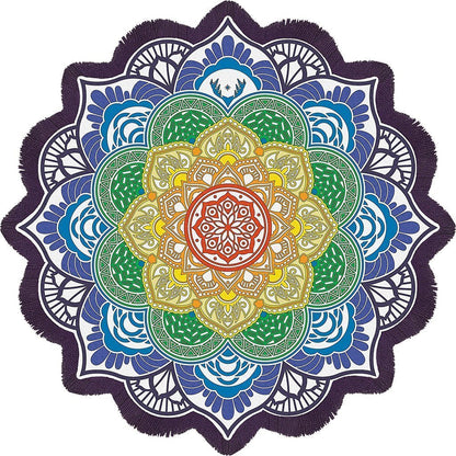 Hot Sale Lotus Digital Printing Fringed Beach Towel Sun Shawl Variety Scarf Yoga Cushion Mat