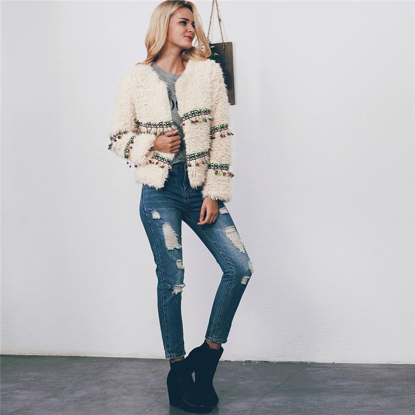 Winter Imitation Lamp Fur Tassel Short Coat Soft Jacket