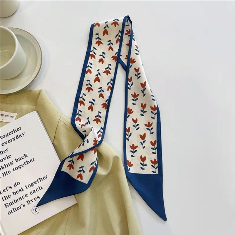 Vintage Printed Slim Hair Silky Scarf