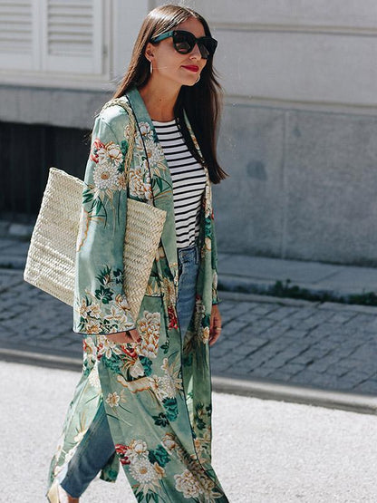 Fashion Floral Printed Cover-Up Outwear