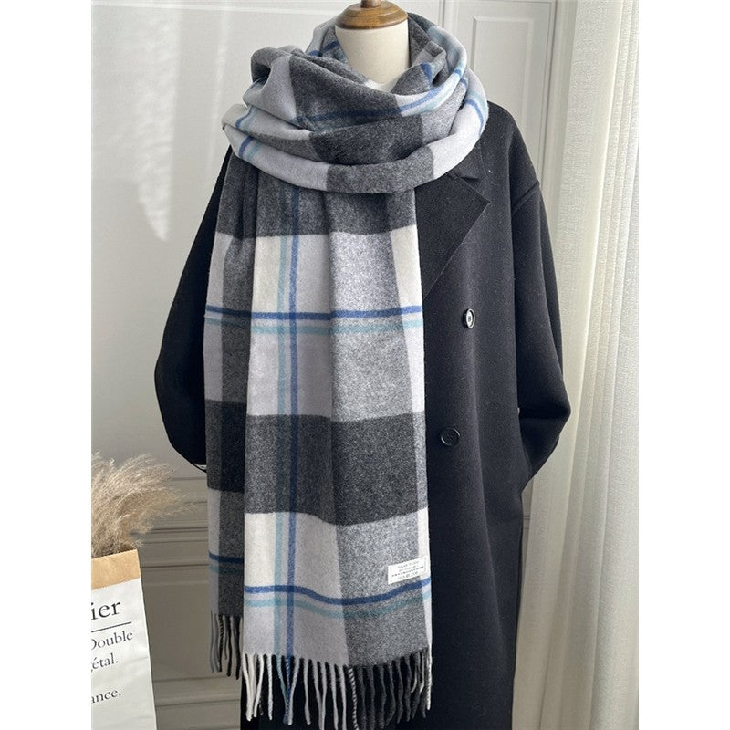 Fringed Plaid Shawl Scarf