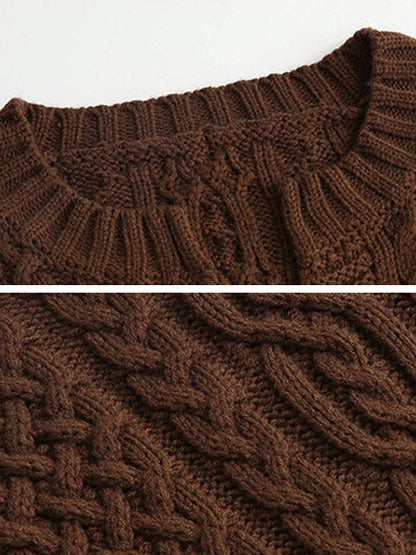 Stylish Loose Jacquard Solid Color V-Neck Sweater