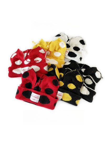 Haila - Polka Dots Cat-Ear Knitted Beanie