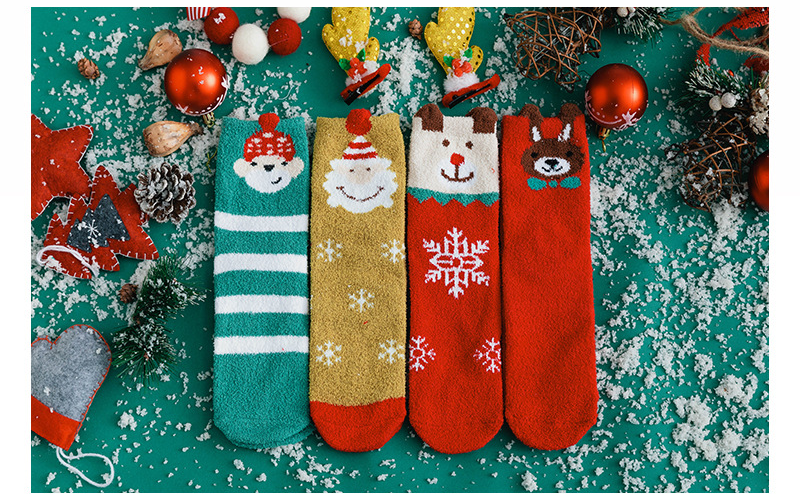 Christmas Socks Women'S Tube Socks Half Fleece Cute Japanese Boxed Ladies Socks