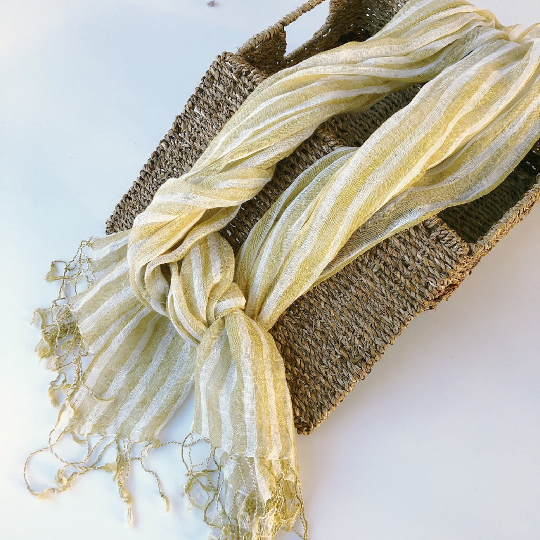 Scarvii - Yellow-And-White Striped Scarf – For Summer &amp; Stylish