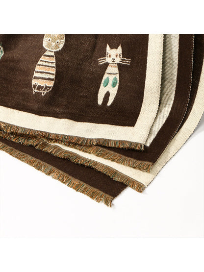 Sscarvii - Fashionable Cat Print Winter Scarf