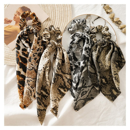 Snake Zebra Print Scarf Scrunchie