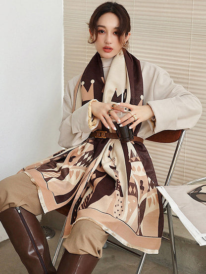 Winter Keep Warm Tasseled Imitated Cashmere Shawl&Scarf