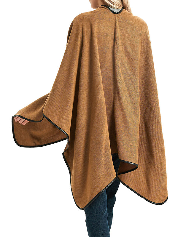 Loose Asymmetric Hollow Solid Color Collarless Shawl&Scarf