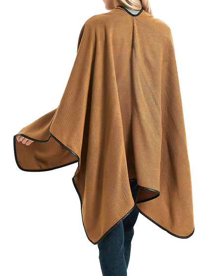 Loose Asymmetric Hollow Solid Color Collarless Shawl&Scarf