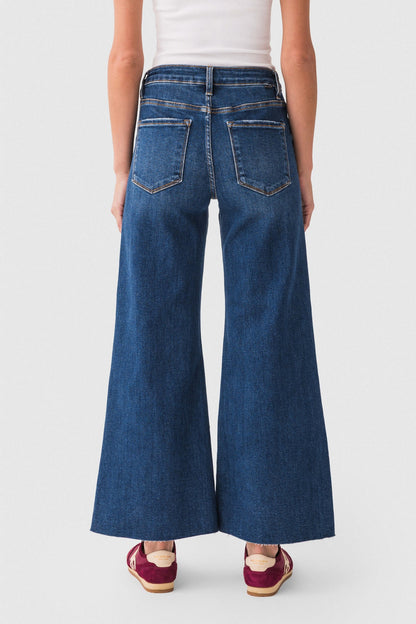 Risen Jenny High Rise Raw Hem Crop Wide Leg Jeans