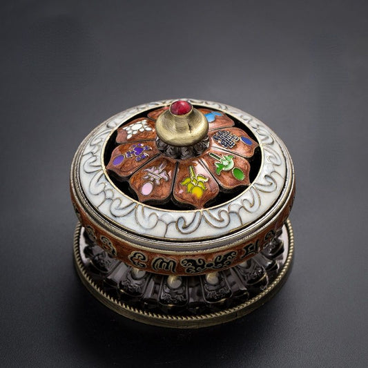 Alloy Plate Incense Burner Household Tibetan Eight Treasures Eight Auspicious Sandalwood Incense Burner Nepal Tea Ceremony Ornaments
