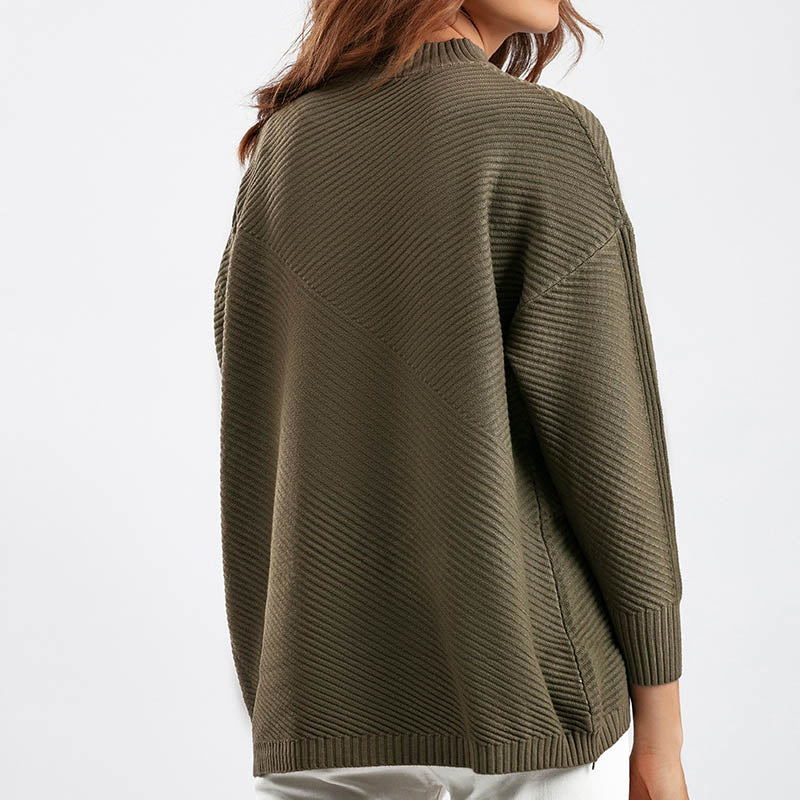 Retro Mock Neck Oversized Pullover Knit Sweater