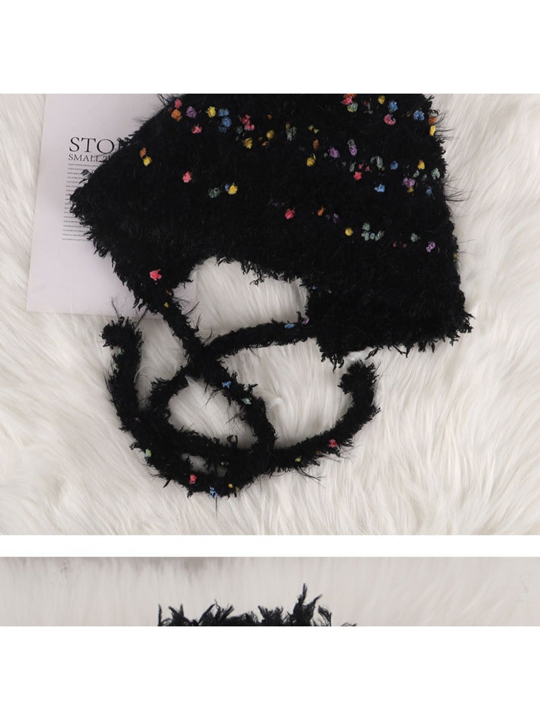 Haila - Colorful Bean Decoration Knitted Beanie with Braided Detail