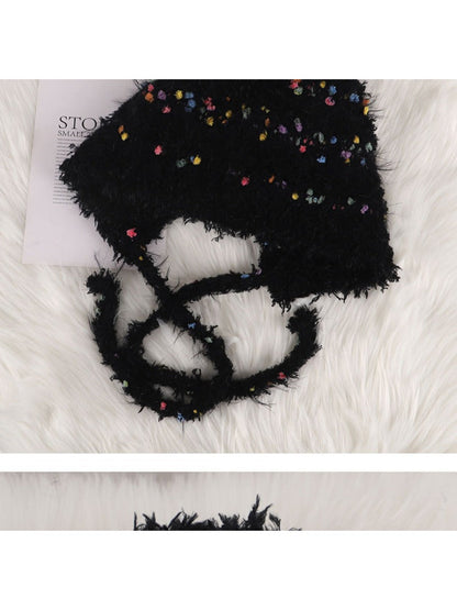 Haila - Colorful Bean Decoration Knitted Beanie with Braided Detail