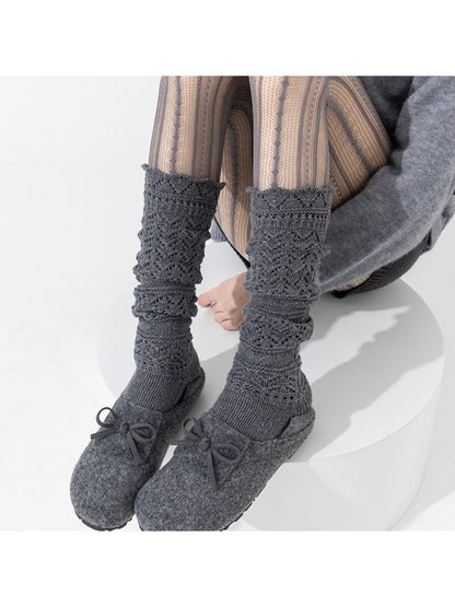Rufia - Vintage-inspired Knit Socks with Embossed Openwork