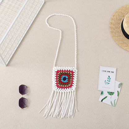 Crochet Granny Square Bag Hand-Hooked Cotton Bag