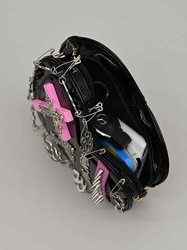 Stylish Selection Cool Heart Shape Chains Rivet Bags Accessories
