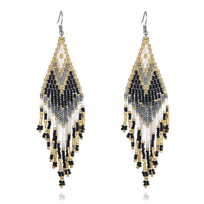 Colorful Tassel Elegant Beads Long Earrings