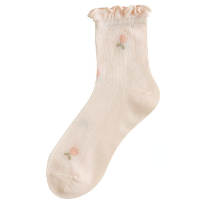 Rufia - Floral Print Ruffle Socks