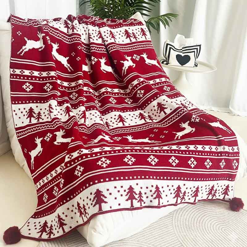 Christmas Snowflake Reversible Soft Throw Knit Blanket