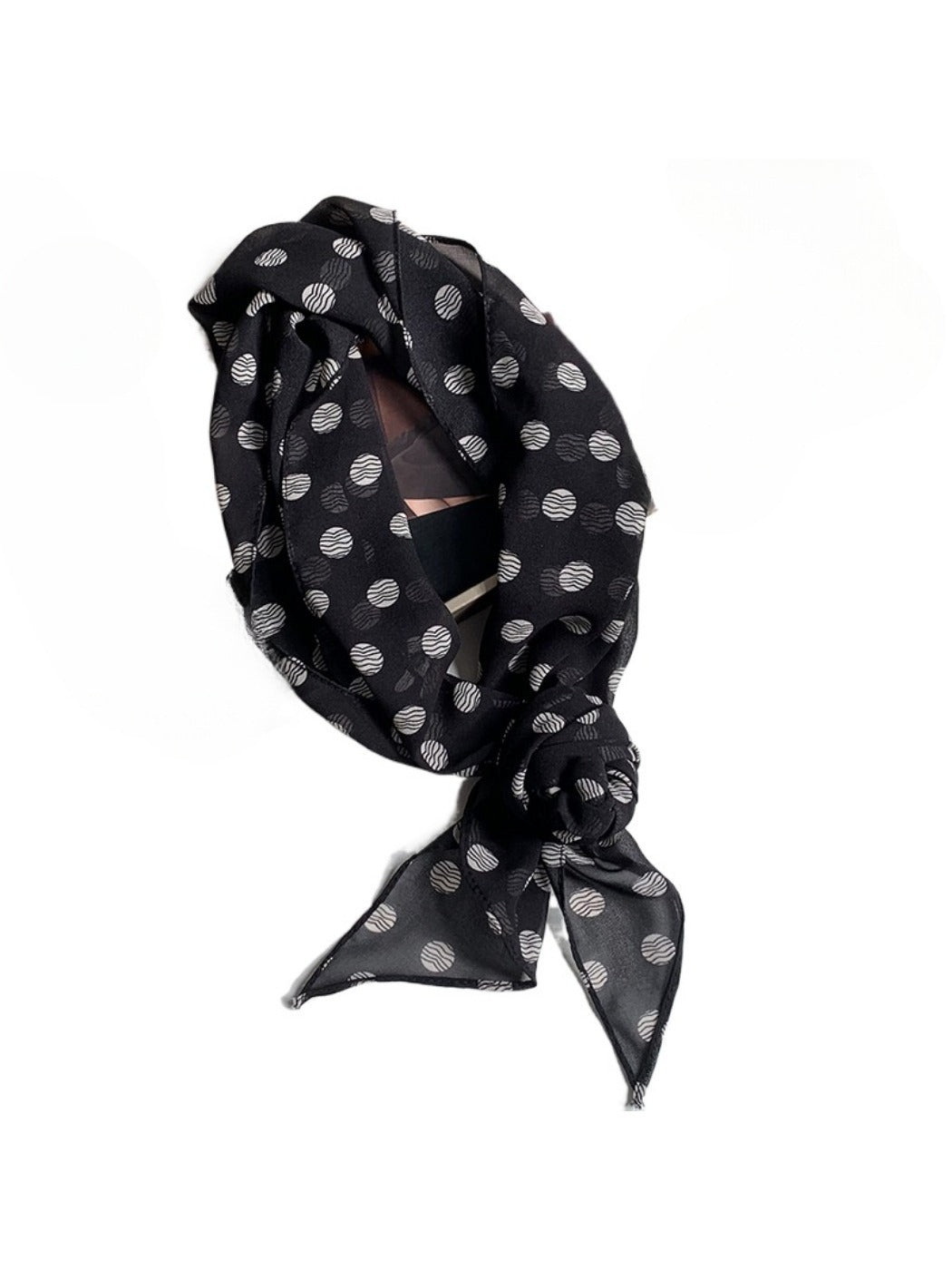 Haila - Vintage Classic Spot Print Long Scarf Headband