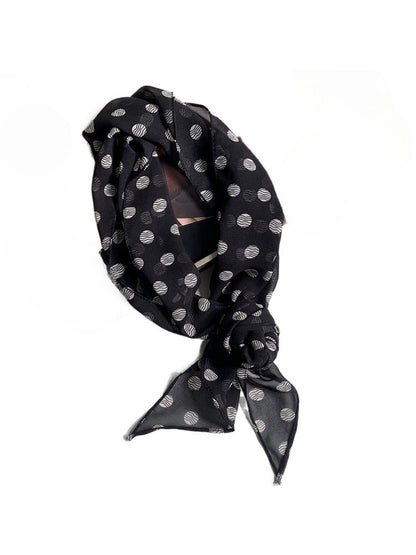 Haila - Vintage Classic Spot Print Long Scarf Headband