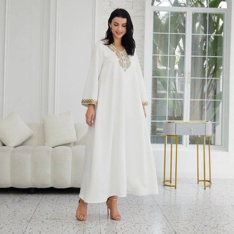 Lace Trim Abaya Robe